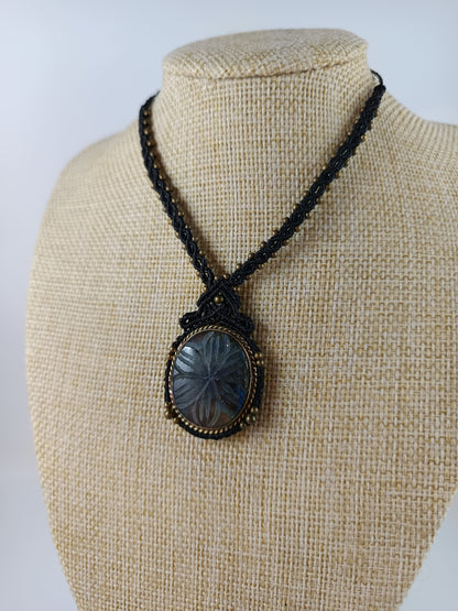 Collier opéra - Labradorite - Noir