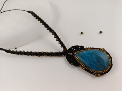 Collier opéra - Apatite - Noir