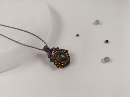 Collier oeil d'Orion - Labradorite - Violet